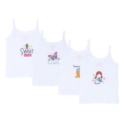 DYCA Girls Pack Of 4 White Printed Camisoles-image-76