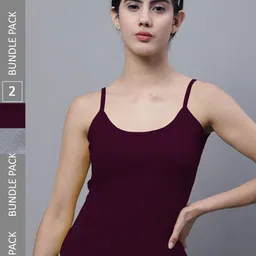 FBAR Pack Of 2 U-Neck Pure Cotton Bio Wash Camisoles-image-34