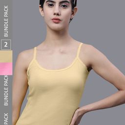 FBAR Pack Of 2 Ribbed U-Neck High Quality Cotton Camisoles-picture-13