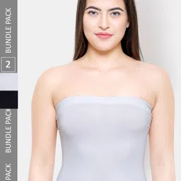 NOIRA Pack Of 2 Strapless Light-Padded Cotton Camisoles-image-78