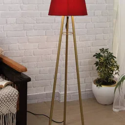 Homesake Red & Gold-toned Metal Tripod Floor Lamp with Iron Leg-22