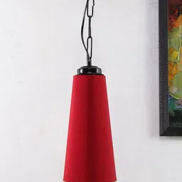 Devansh Red Solid Iron Conical Hanging Light-15