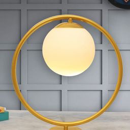 Homesake Gold-Toned & White Round Shape Table Lamp With Shade-7