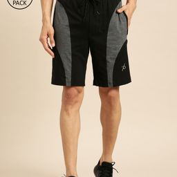 Jockey Men Pack Of 2 Black & Charcoal Grey Colourblocked Straight Fit Sport Shorts-2