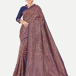 TAVAS Ethnic Motifs Woven Design Zari Pure Georgette Banarasi Saree-picture-5