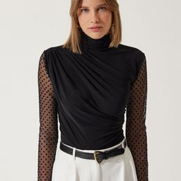 Happiness istanbul Gathered High Neck Top-image-96
