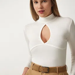 Happiness istanbul High Neck Cut Out Fitted Top-image-65