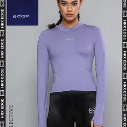 HRX By Hrithik Roshan EDGE Women Lavender Violet Rapid-Dry Brand Carrier T-shirts-image-7