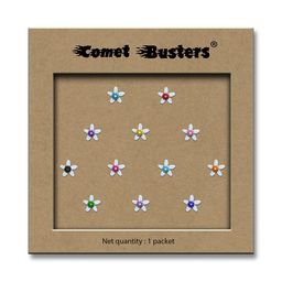 Comet Busters White Embellished Flower Shaped Reusable Designer Stickers - 12 Pcs-52