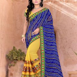 KALINI Bandhani Printed Embroidered Border Half & Half Saree-image-99