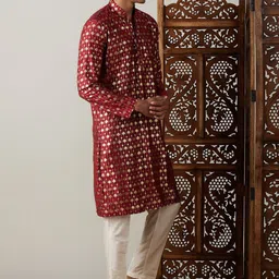 VASTRAMAY Ethnic Motifs Printed Mandarin Collar Kurta With Trousers-picture-45
