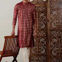 VASTRAMAY Ethnic Motifs Printed Mandarin Collar Kurta With Churidar-picture-30