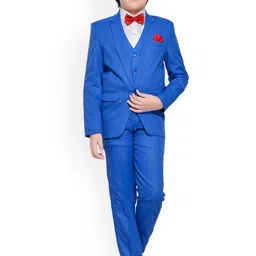 Jeetethnics Boys Blue Solid 5-Piece Single-Breasted Suit-image-64