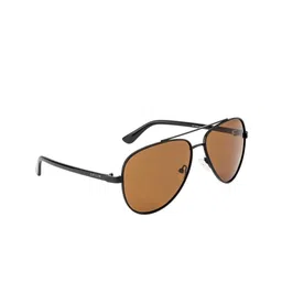 OPIUM Men Brown Lens & Black Aviator Sunglasses with Polarised and UV Protected Lens-16