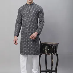 SOJANYA Floral Printed Cotton Linen Kurta With Churidar-image-86