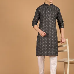 SOJANYA Ethnic Motifs Printed Mandarin Collar Kurta With Pyjamas-image-92