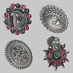 Kord Store Set Of 4 Sterling Silver Rhodium-Plated Oxidized Finger Ring-picture-9