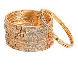 Anouk Set of 8 Gold-plated Crystal-Studded Bangles-picture-27