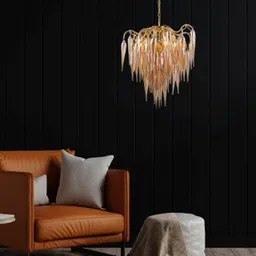 THE STELLAR KRAFT Gold Toned Contemporary Metal Ceiling Lamp-image-52