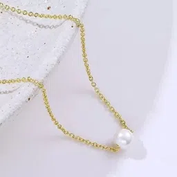 V FASHION JEWELLERY Gold-Plated Classic Pearl Minimal Chain-picture-3