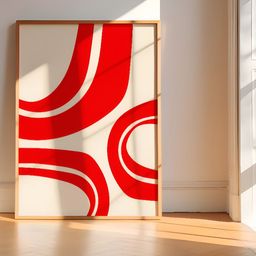 SAF Red & Off White Abstract Wooden Painting Wall Art-40