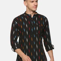 PAROKSH Men Black Printed Cotton Kurta-image-99