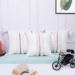 ANWYN 3 Pcs White Cotton Square Cushion Covers-image-98