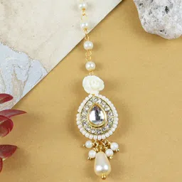 Asthetika Kids Girls Kundan Studded Maang Tikka Head Jewellery-image-13