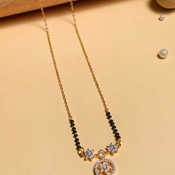 ABDESIGNS Gold-Plated AD Stone-Studded & Beaded Mangalsutra-55