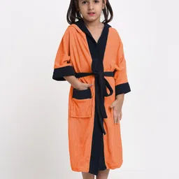 Creeva Solid Hooded Bath Robe-6