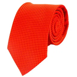 Alvaro Castagnino Men Orange Woven Design Skinny Tie-image-70
