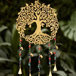 DULI Gold-Toned Tree of Life Design Big Metal Windchime with Hanging Bells-20
