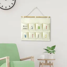 Awestuffs Cream-Coloured Weekly Organiser 8 Pockets Super Strong Holder Storage Bag-image-15