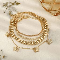 Shining Diva Fashion Women Set Of 4 Gold-Toned Gold-Plated Link Bracelet-image-44