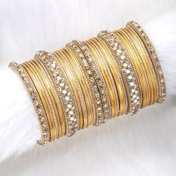 Peora Gold-Plated Set Of 2 Stone Studded Metal Chuda Bangle Set-24