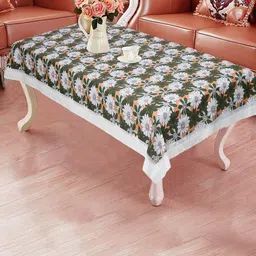 Dakshya Industries Green & White Floral Printed 4-Seater Rectangle Table Cover-24