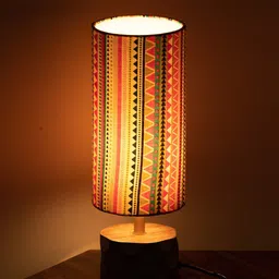 ExclusiveLane Vibrant Hues Brown & Green Printed Wooden Table Lamp-picture-49