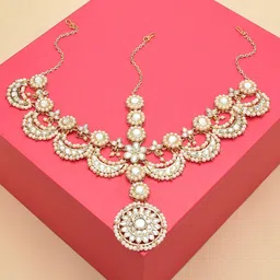 Zaveri Pearls Gold-Plated Kundan Studded Bridal Matha Patti image 1