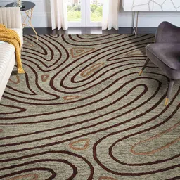 saraswatii global Brown Geometric-Printed Hand Tufted Rectangular Carpet-20