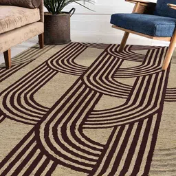 saraswatii global Brown Geometric Printed Hand Tufted Rectangular Carpet-35
