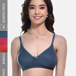 FIMS Pack Of 3 Full Coverage Non Padded Everyday Bras With All Day Comfort-picture-29