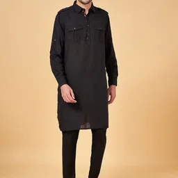 indus route by Pantaloons Shirt Collar Cotton Pathani Kurta-image-62