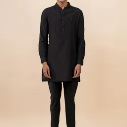 Tasva Men Black Solid Pathani Kurta-picture-54