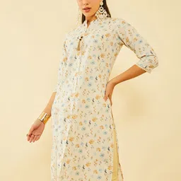 Soch Floral Printed Mandarin Collar Straight Kurta-picture-44