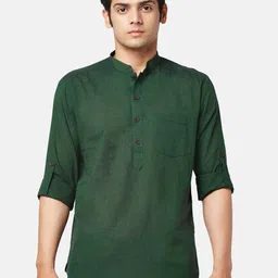 indus route by Pantaloons Men Roll-Up Sleeves Cotton Kurta-image-100