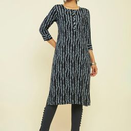 Soch Abstract Printed Roll Up sleeves Straight Kurta-1
