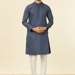 Manyavar Ethnic Motifs Printed Mandarin Collar Cotton Straight Kurta-20