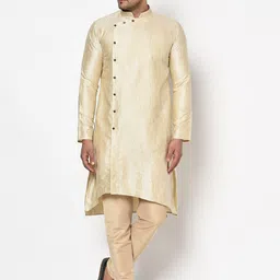 TABARD Men Beige Jacquard Printed Kurta-image-92