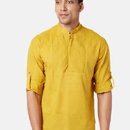 indus route by Pantaloons Mandarin Collar Thread Work Pure Cotton  Kurta-image-52