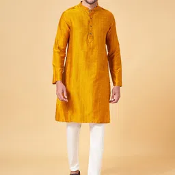 indus route by Pantaloons Striped Mandarin Collar Straight Kurta-picture-44